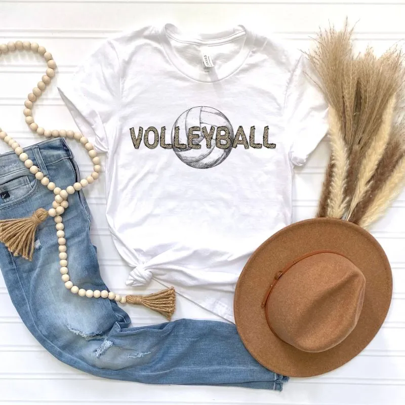 Volleyball Cheetah Print Lettering Graphic Tee
