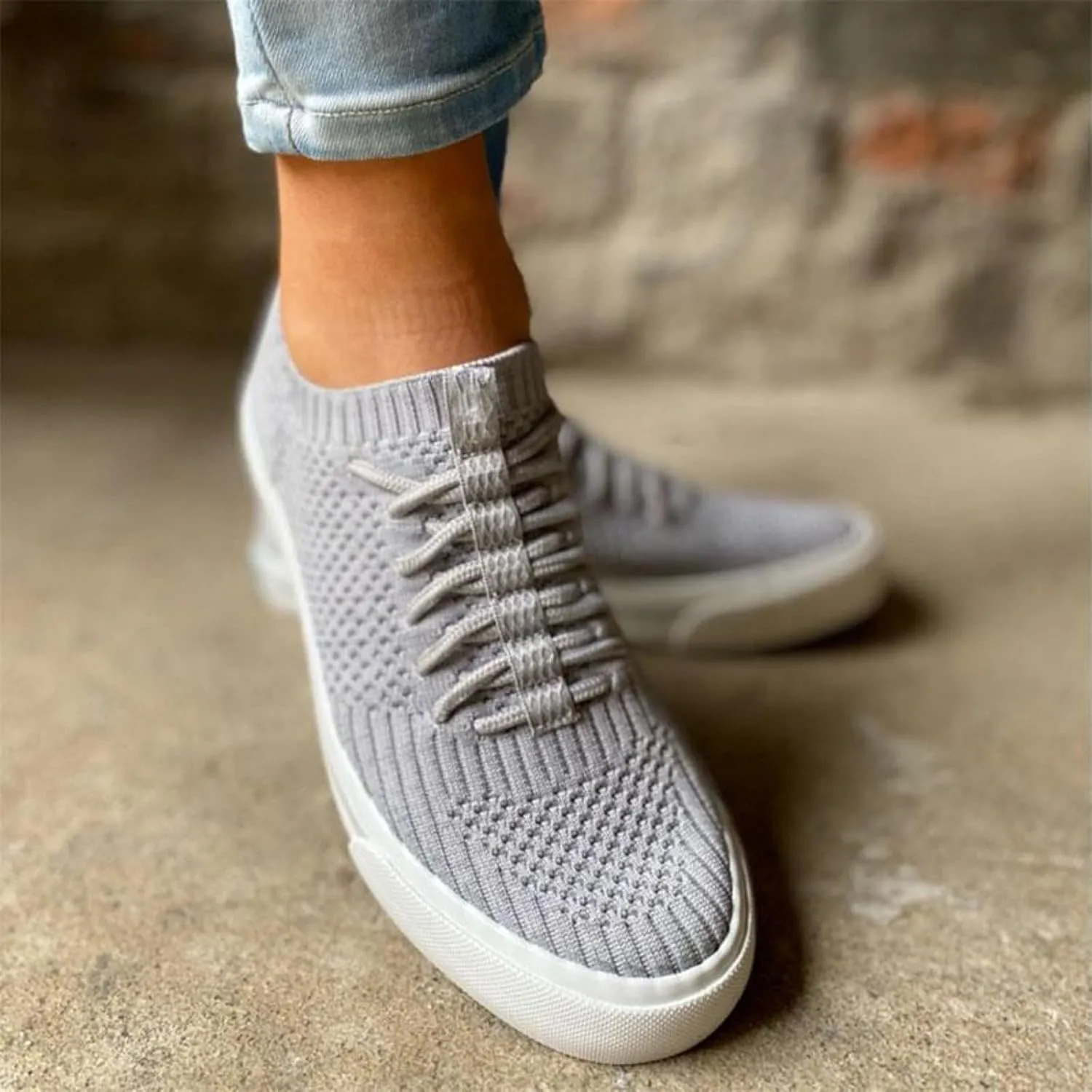 Walking Shoes for Women,Lace Up Breathable Sneakers Canvas Slip on Walking Running Shoes Office Loafers Comfort Tennis Shoes