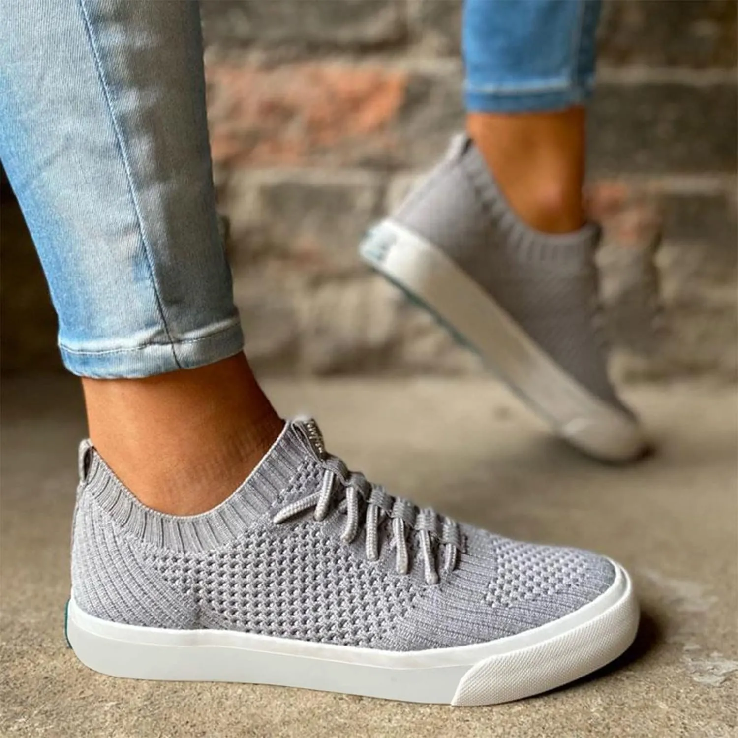 Walking Shoes for Women,Lace Up Breathable Sneakers Canvas Slip on Walking Running Shoes Office Loafers Comfort Tennis Shoes