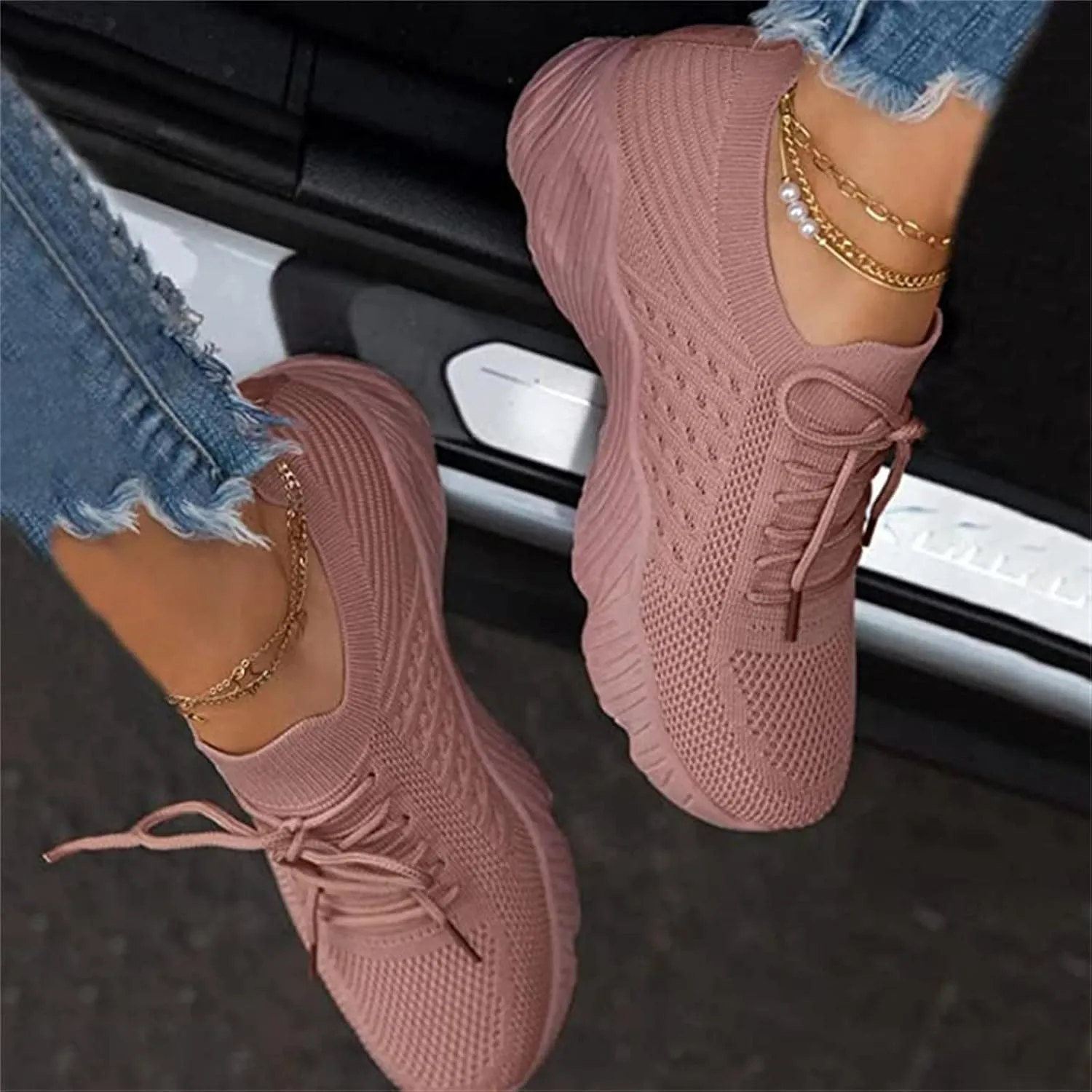 Walking Shoes Women Arch Support Slip On Sneakers Running Shoes Lightweight Tennis Shoes Non Slip Gym Workout Shoes