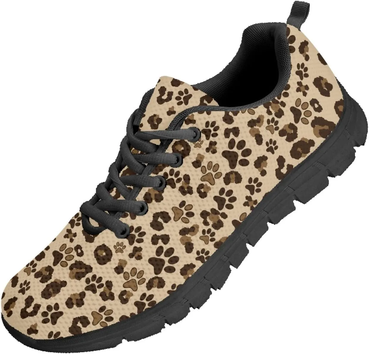 Wanyint Lightweight Sneakers for Running Walking Lace Up Black Sole Shoes