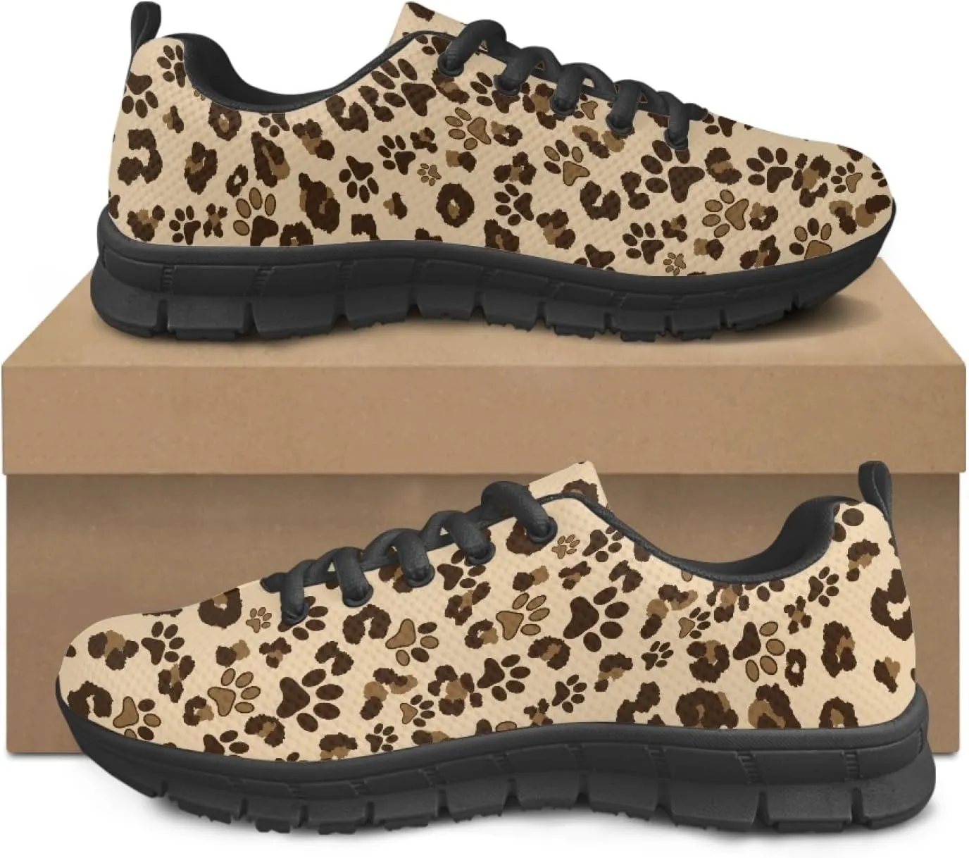 Wanyint Lightweight Sneakers for Running Walking Lace Up Black Sole Shoes