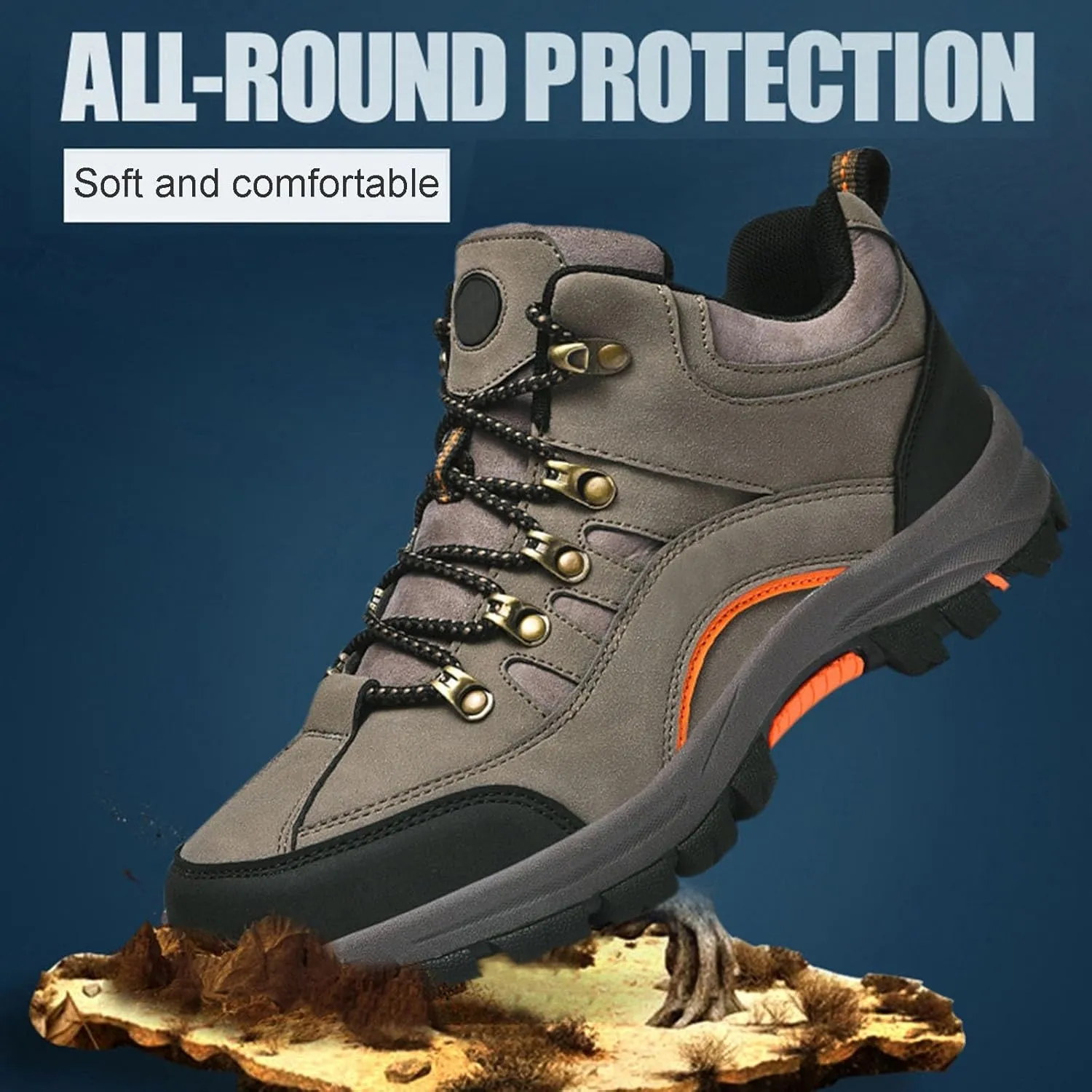 Wide Walking Shoes, Four Seasons Models Outdoor Large Size Sports Shoes Waterproof Men's Mountaineering Shoes Casual Travel Shoes