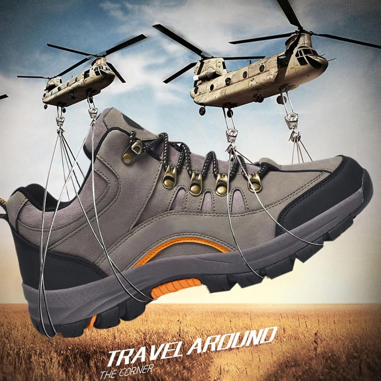 Wide Walking Shoes, Four Seasons Models Outdoor Large Size Sports Shoes Waterproof Men's Mountaineering Shoes Casual Travel Shoes