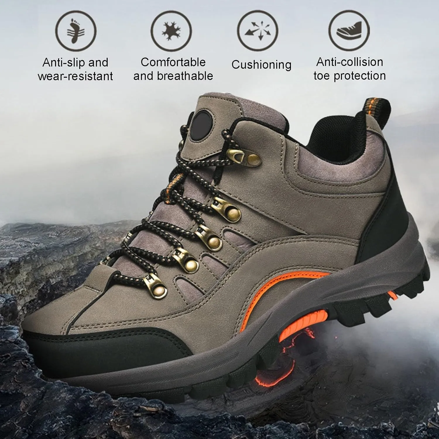 Wide Walking Shoes, Four Seasons Models Outdoor Large Size Sports Shoes Waterproof Men's Mountaineering Shoes Casual Travel Shoes