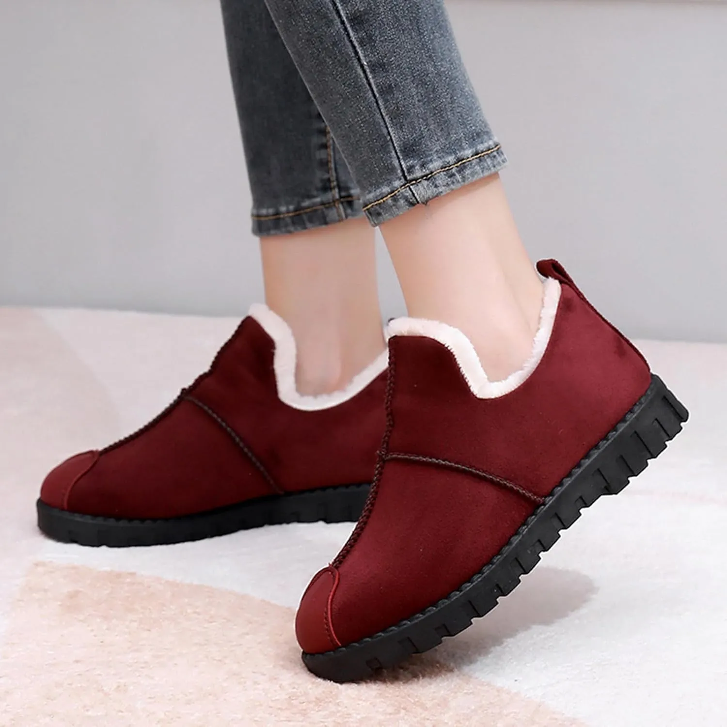Winter Snow Boots for Women, Winter Ankle Boots Warm Fur Lined Waterproof Insulated Slip On Outdoor Shoes