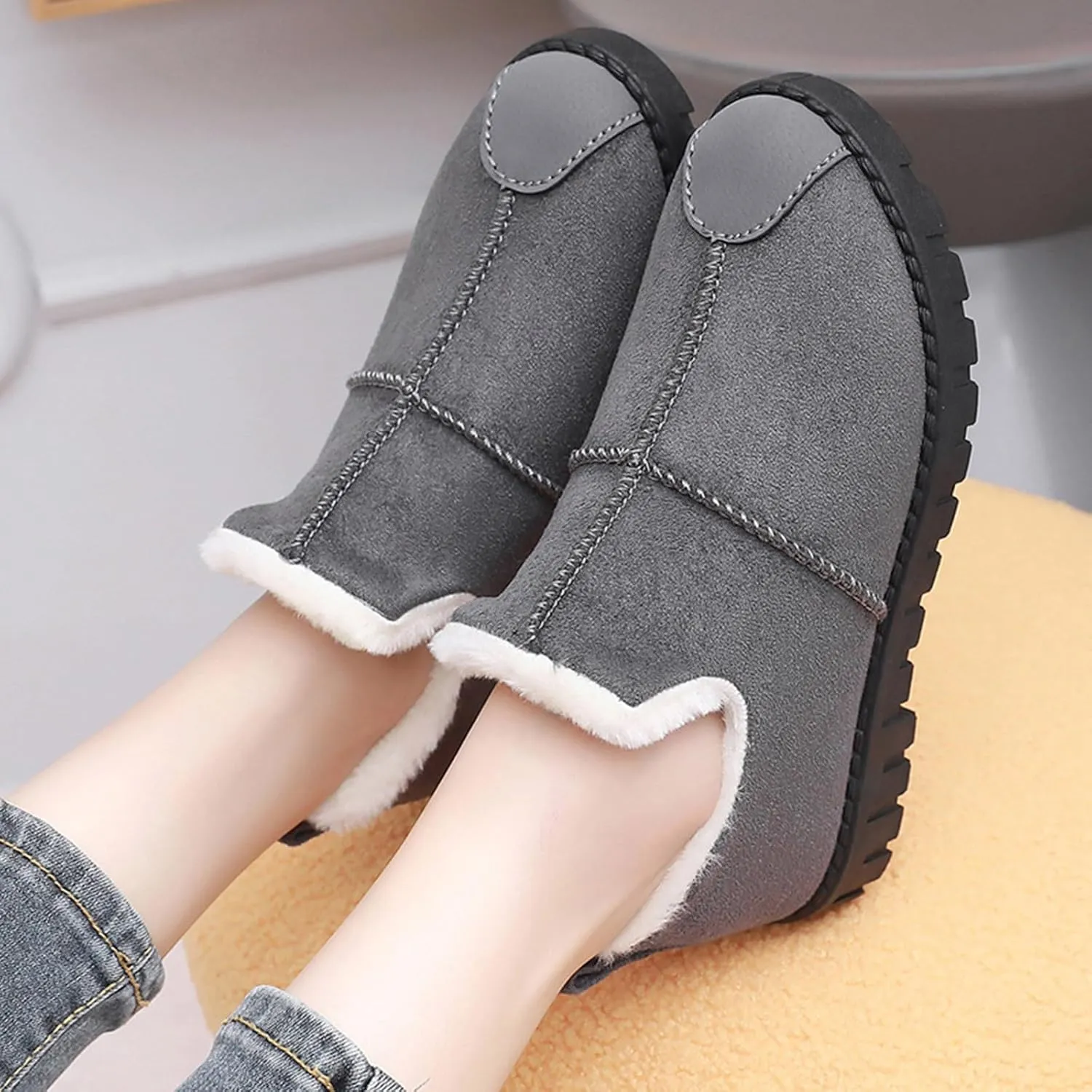 Winter Snow Boots for Women, Winter Ankle Boots Warm Fur Lined Waterproof Insulated Slip On Outdoor Shoes