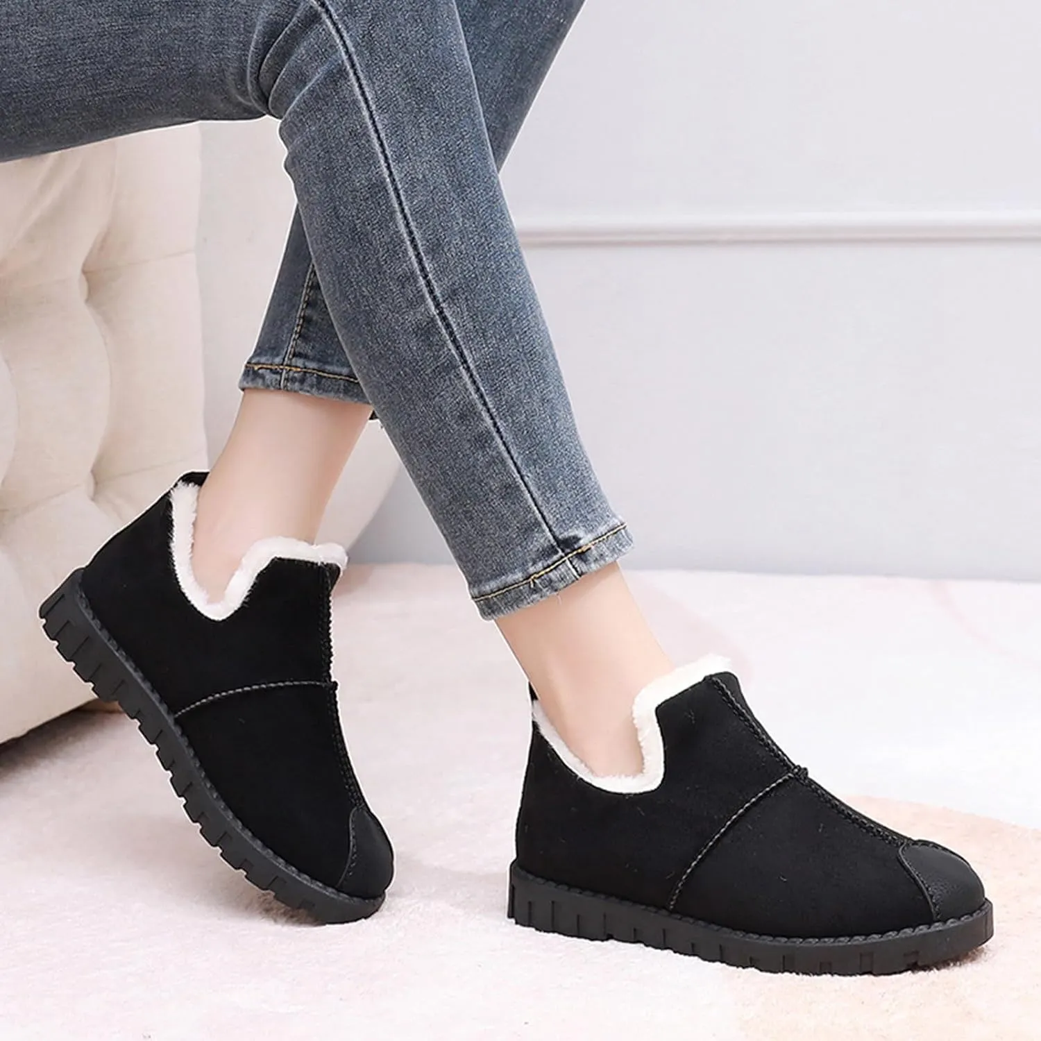 Winter Snow Boots for Women, Winter Ankle Boots Warm Fur Lined Waterproof Insulated Slip On Outdoor Shoes