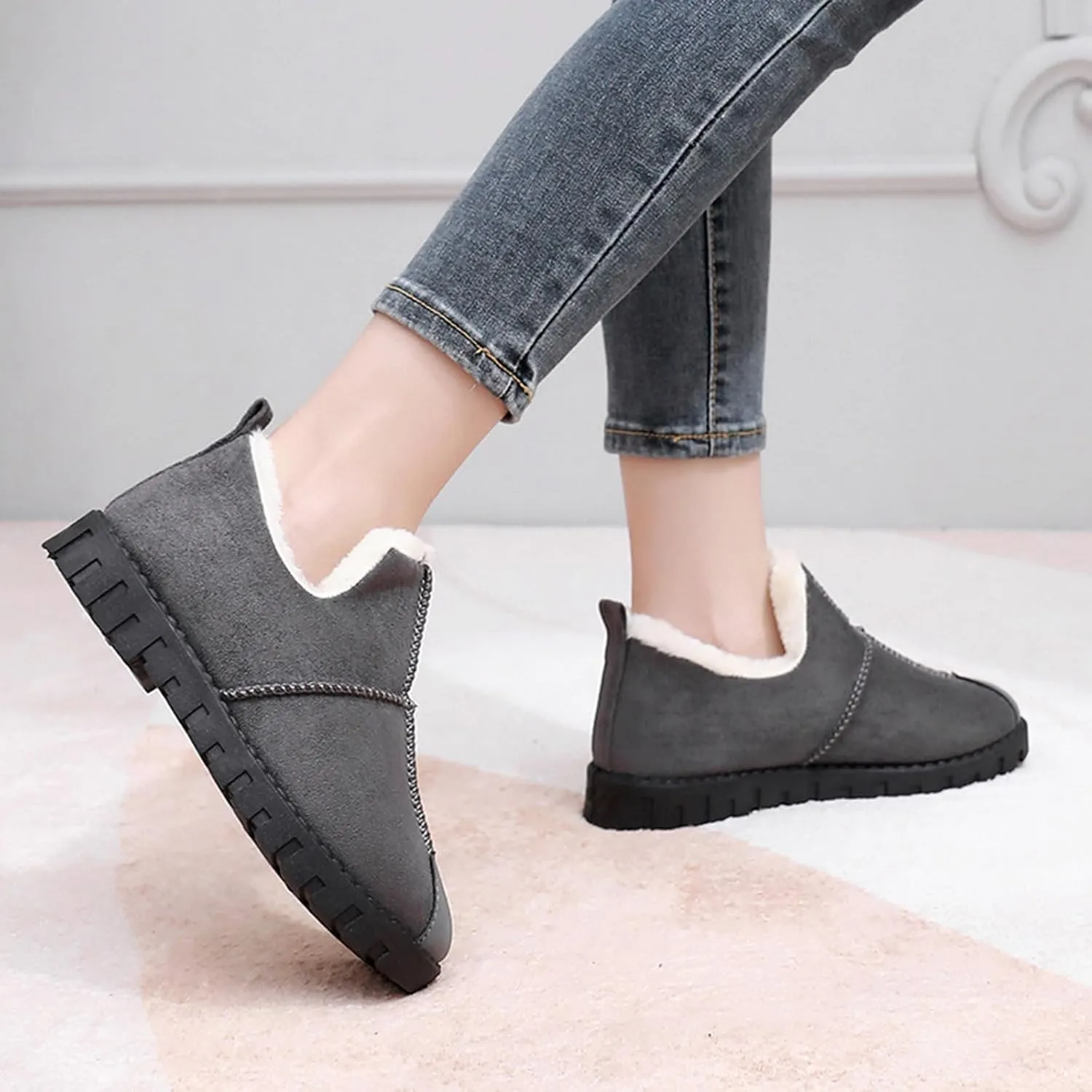 Winter Snow Boots for Women, Winter Ankle Boots Warm Fur Lined Waterproof Insulated Slip On Outdoor Shoes