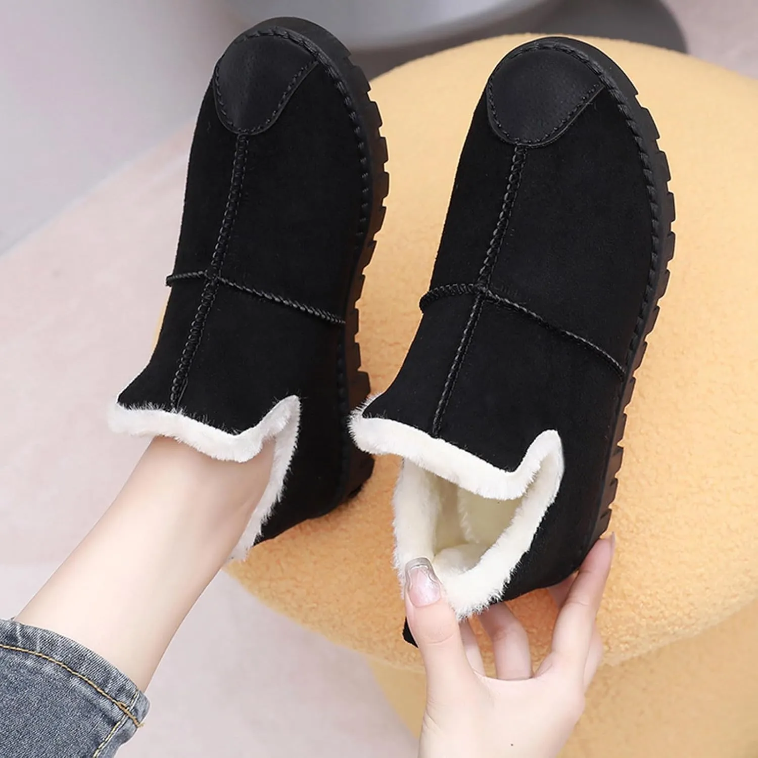 Winter Snow Boots for Women, Winter Ankle Boots Warm Fur Lined Waterproof Insulated Slip On Outdoor Shoes
