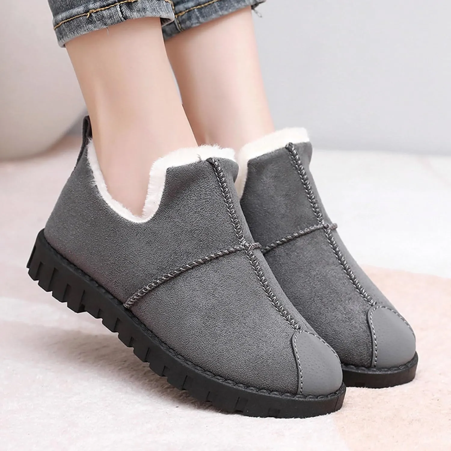 Winter Snow Boots for Women, Winter Ankle Boots Warm Fur Lined Waterproof Insulated Slip On Outdoor Shoes