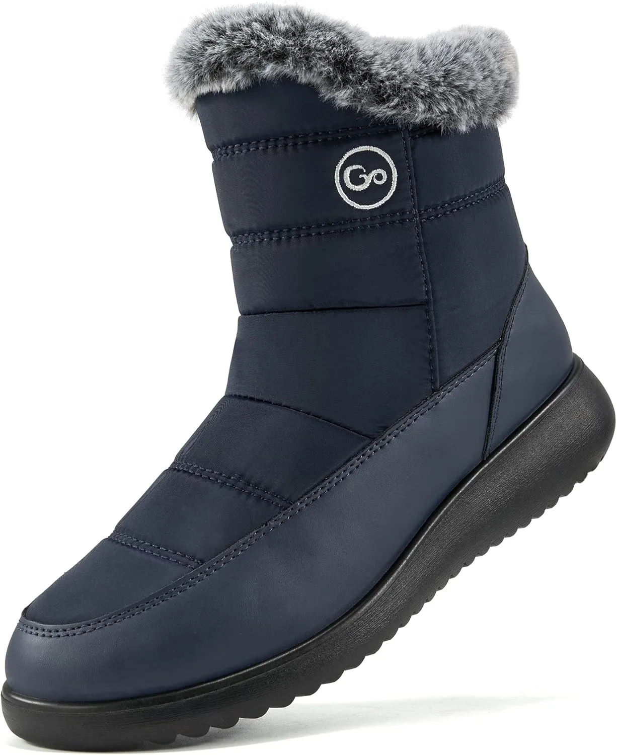 Women Winter Snow Boots Waterproof: Mid Calf Womens Boots with Fur Lined Anti Slip Zipper Booties Comfortale Outdoor Shoes