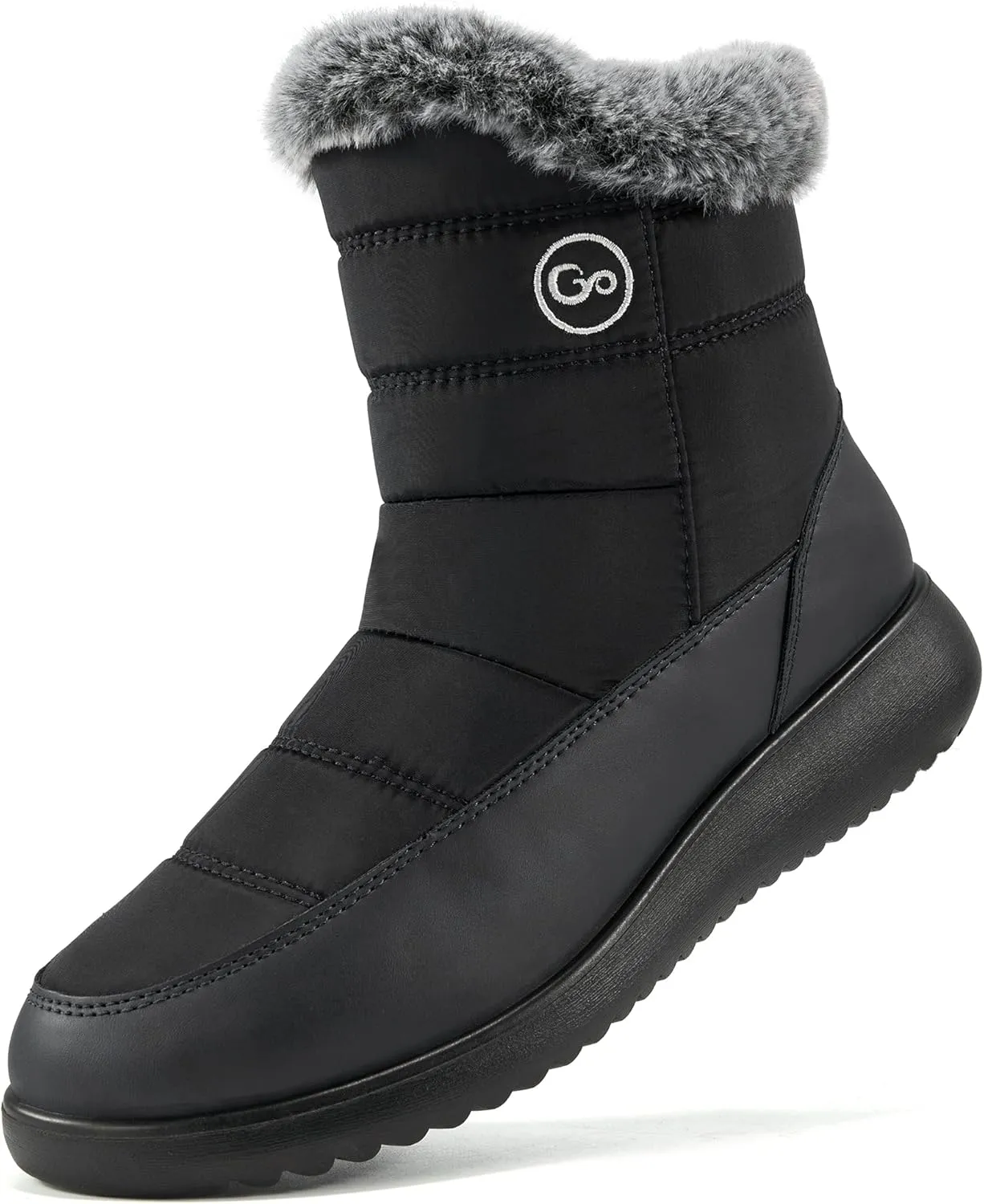 Women Winter Snow Boots Waterproof: Mid Calf Womens Boots with Fur Lined Anti Slip Zipper Booties Comfortale Outdoor Shoes