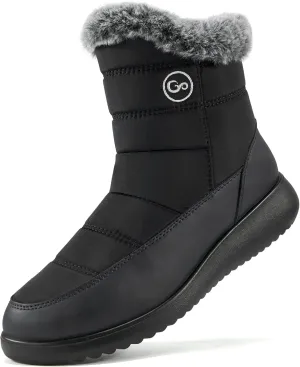 Women Winter Snow Boots Waterproof: Mid Calf Womens Boots with Fur Lined Anti Slip Zipper Booties Comfortale Outdoor Shoes