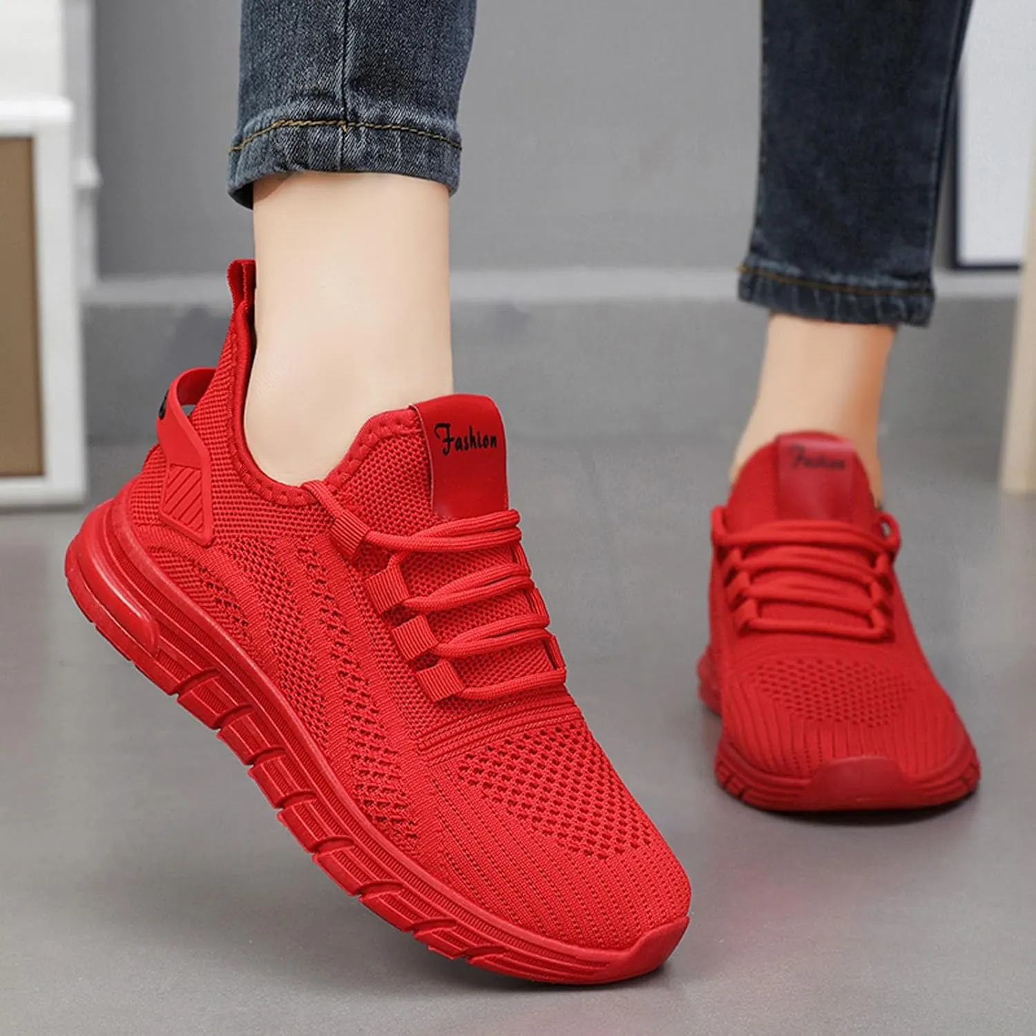 Women's Fashion Sneaker Lace Up Running Shoe Casual Max Cushioning Walking Tennis Sneaker Club Women Athletic Shoes Size