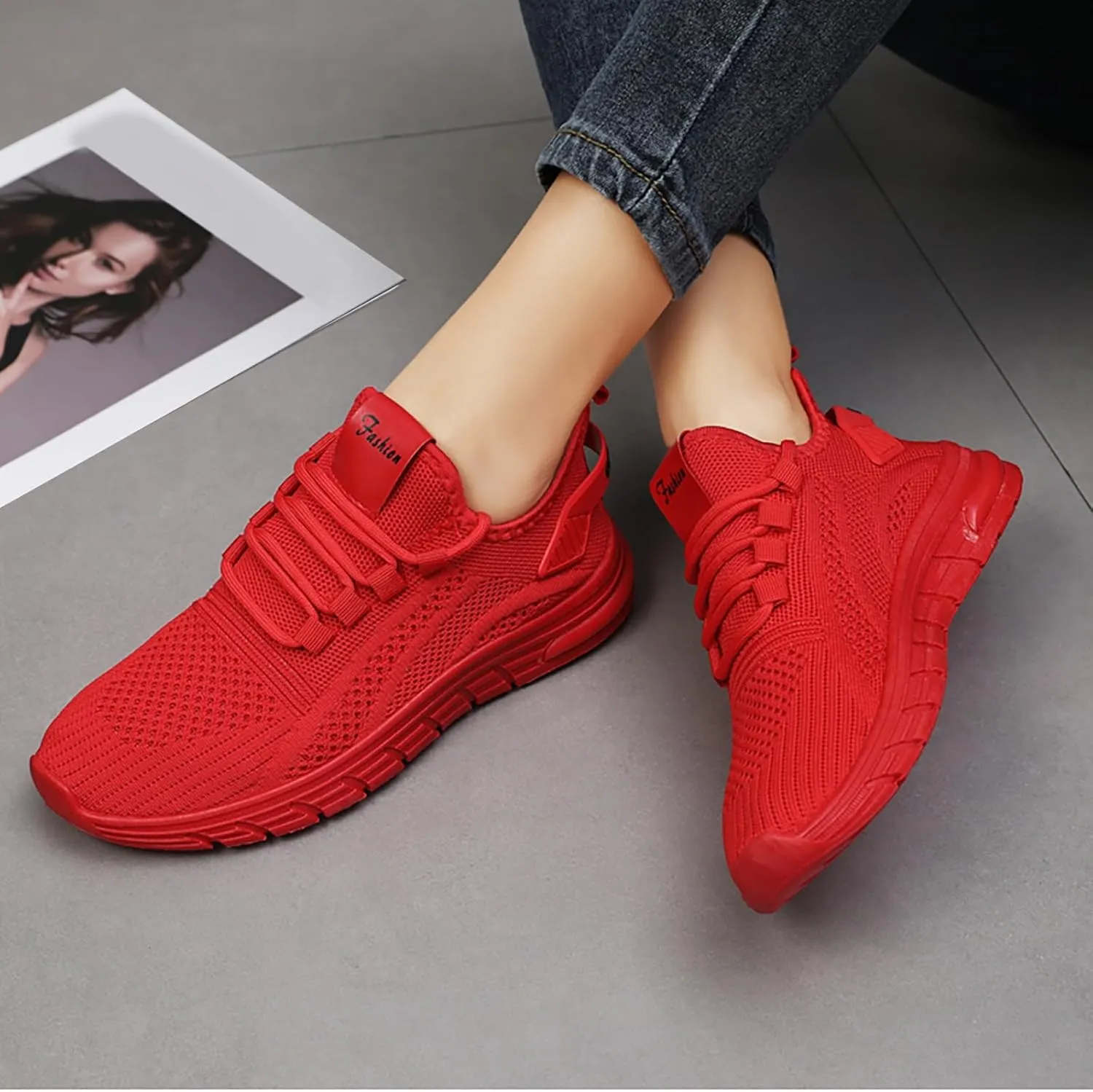 Women's Fashion Sneaker Lace Up Running Shoe Casual Max Cushioning Walking Tennis Sneaker Club Women Athletic Shoes Size