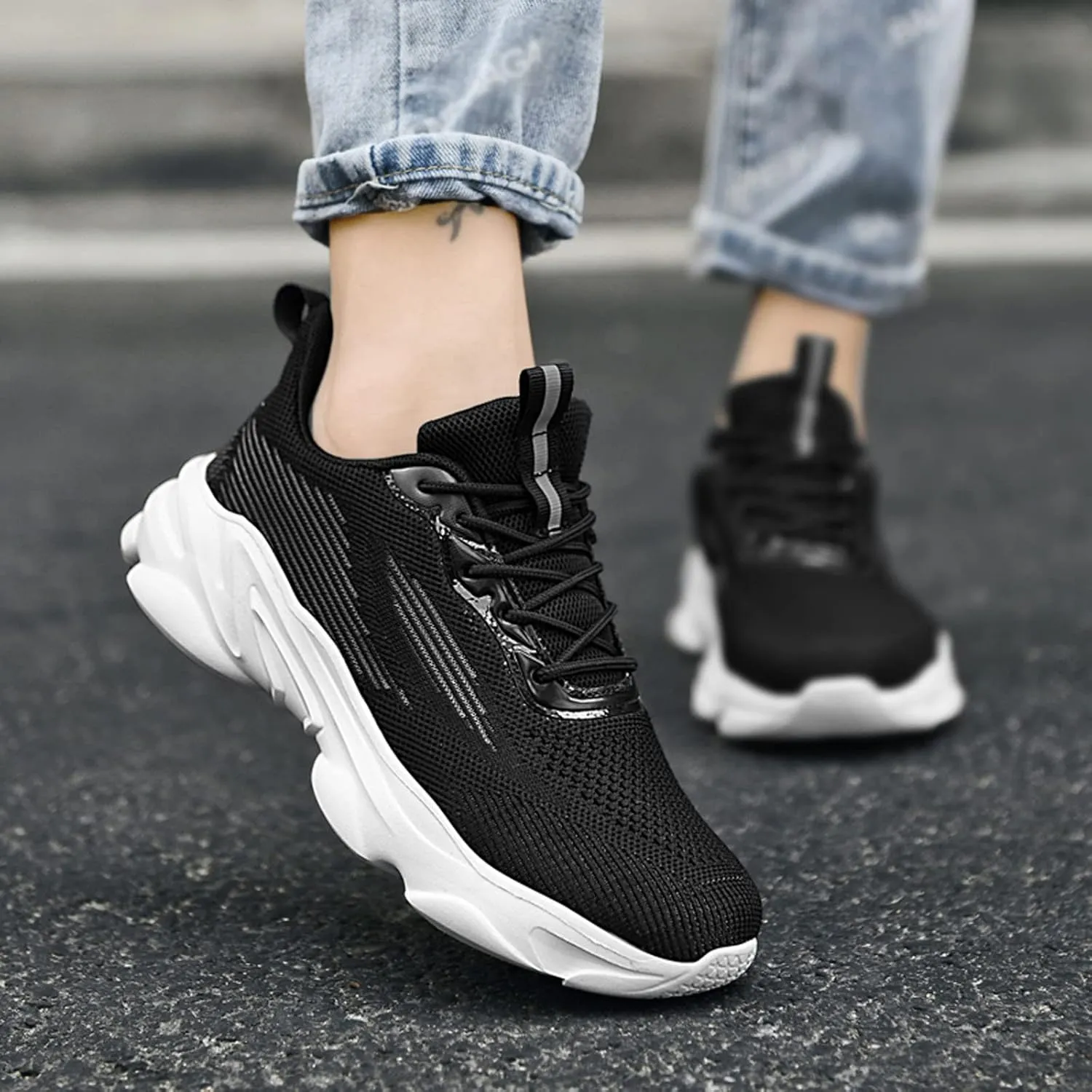 Womens Flat Slip On Shoes Casual Walking Sneakers Lightweight Canvas Comfortable Elastic Non Slip Loafers
