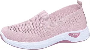 Womens Flat Slip On Shoes Casual Walking Sneakers Lightweight Canvas Comfortable Elastic Non Slip Loafers