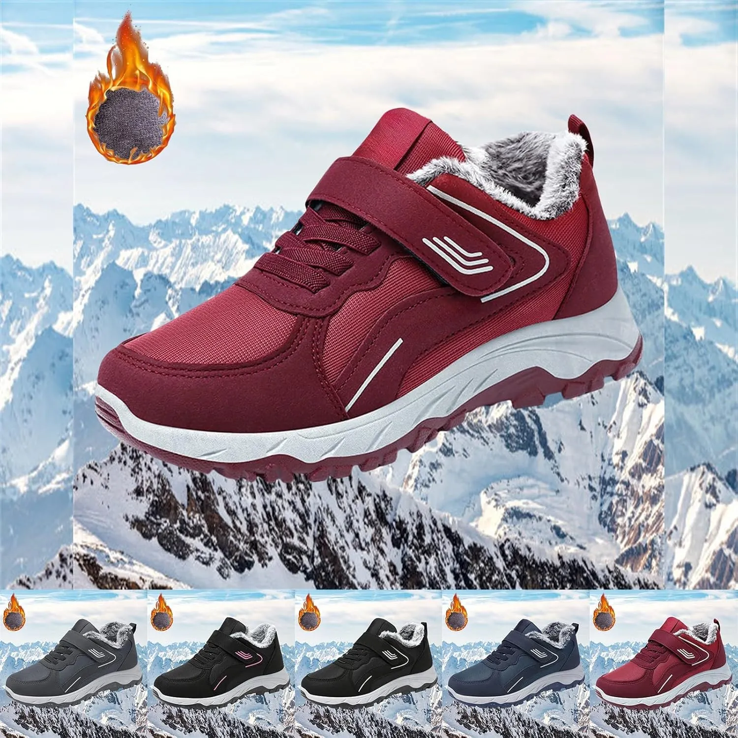 Womens Mens Snow Boots Winter Warm Plush Lined Ankle Booties Waterproof Insulated Slip On Outdoor Shoes