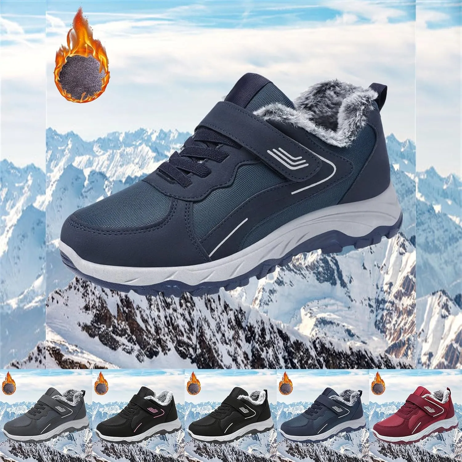 Womens Mens Snow Boots Winter Warm Plush Lined Ankle Booties Waterproof Insulated Slip On Outdoor Shoes