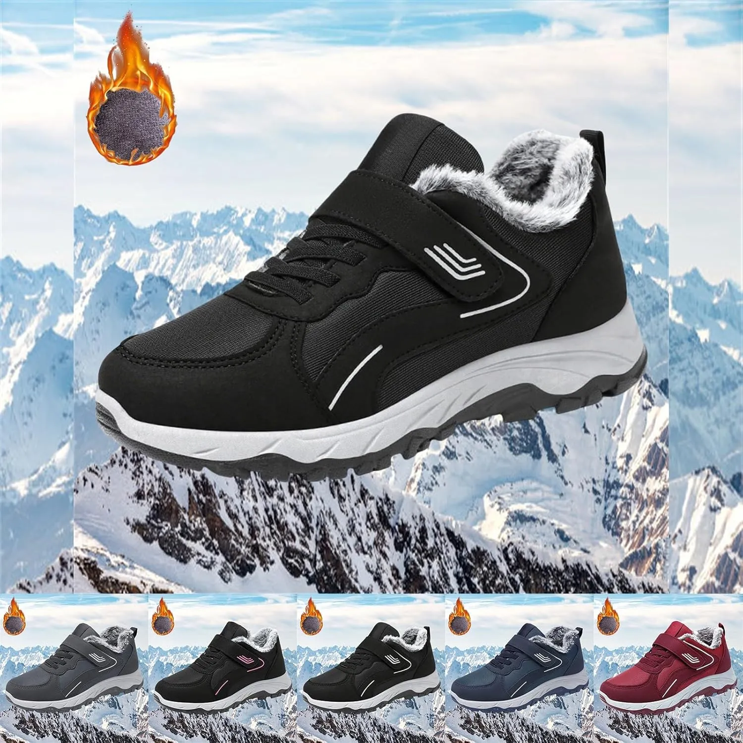 Womens Mens Snow Boots Winter Warm Plush Lined Ankle Booties Waterproof Insulated Slip On Outdoor Shoes