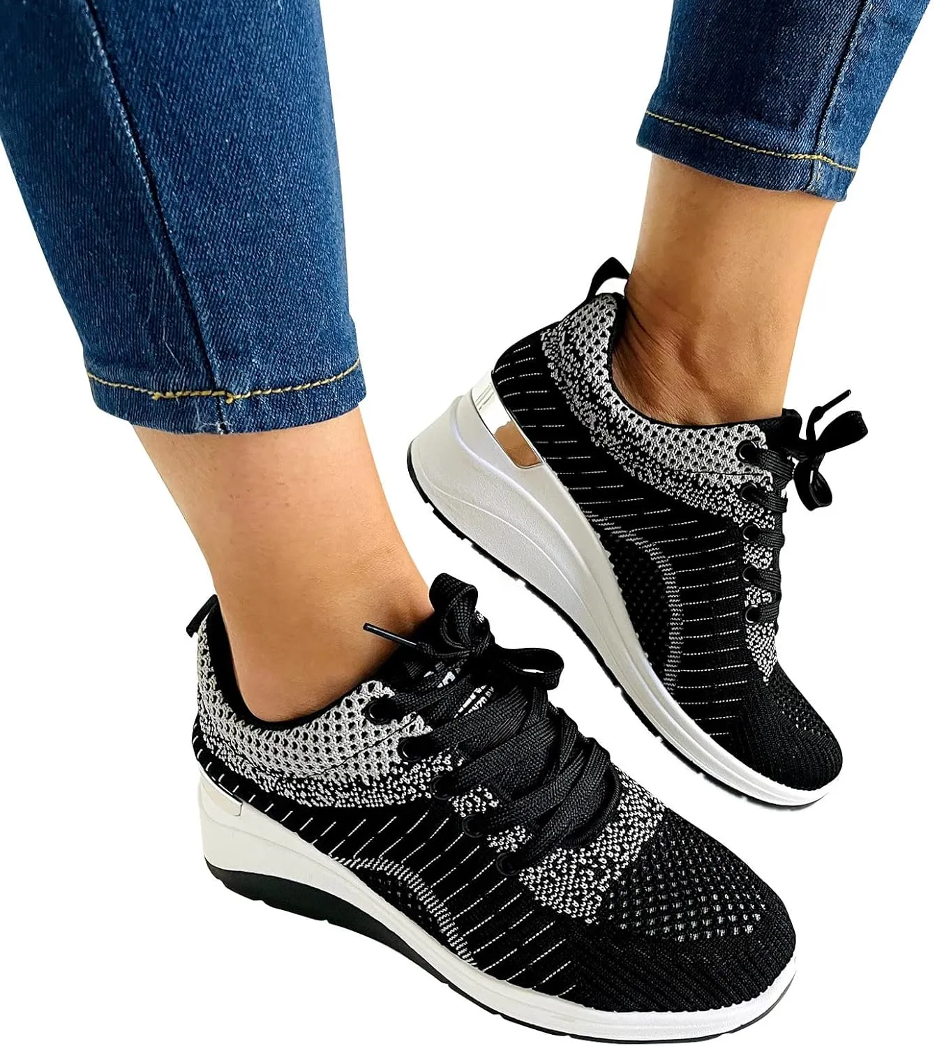 Women's Running Shoes Lightweight Breathable Wedge Walking Sneakers Non Slip Tennis Workout Athletic Shoes