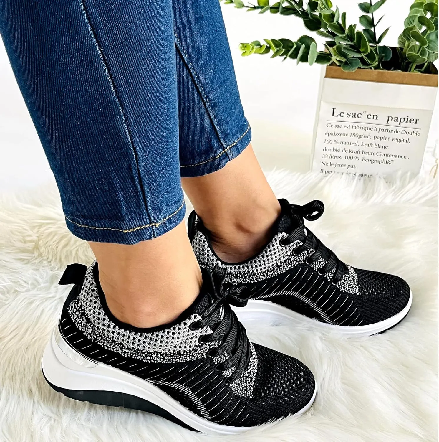 Women's Running Shoes Lightweight Breathable Wedge Walking Sneakers Non Slip Tennis Workout Athletic Shoes
