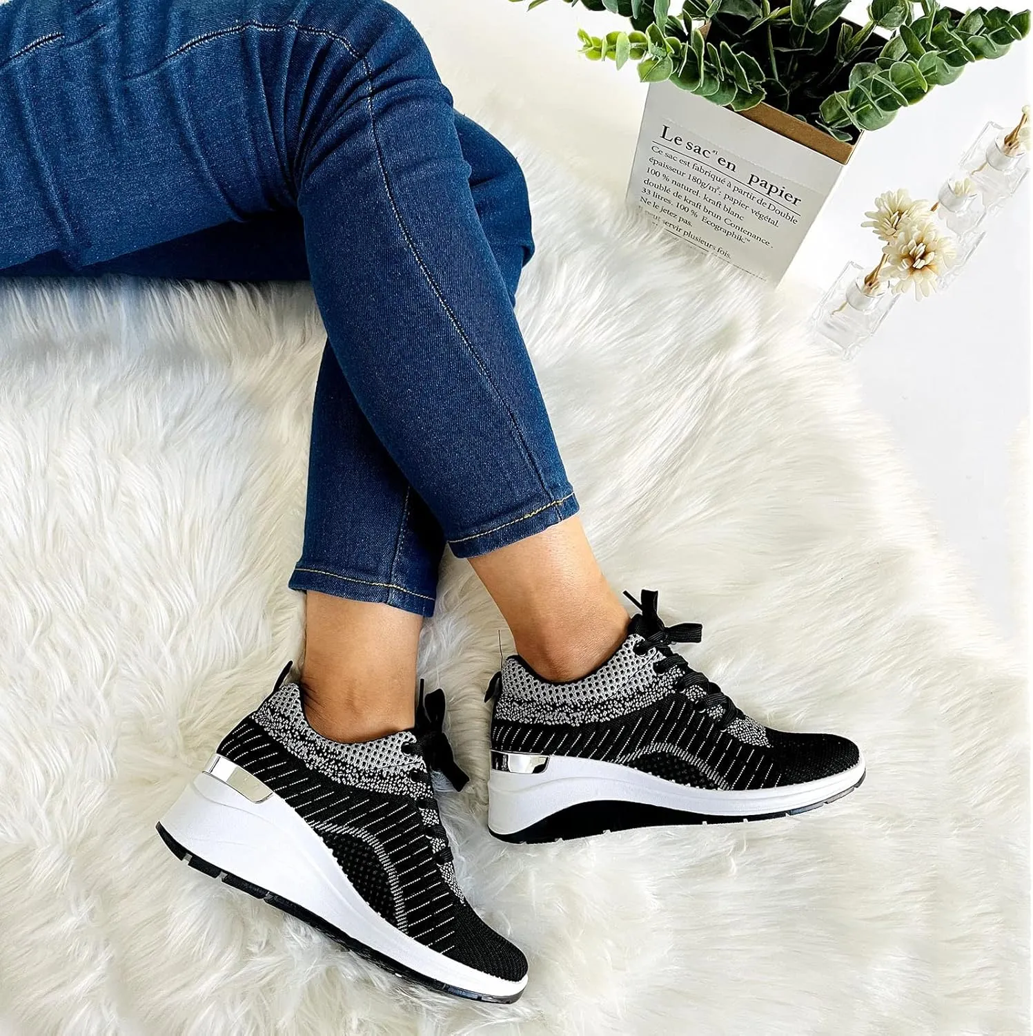 Women's Running Shoes Lightweight Breathable Wedge Walking Sneakers Non Slip Tennis Workout Athletic Shoes