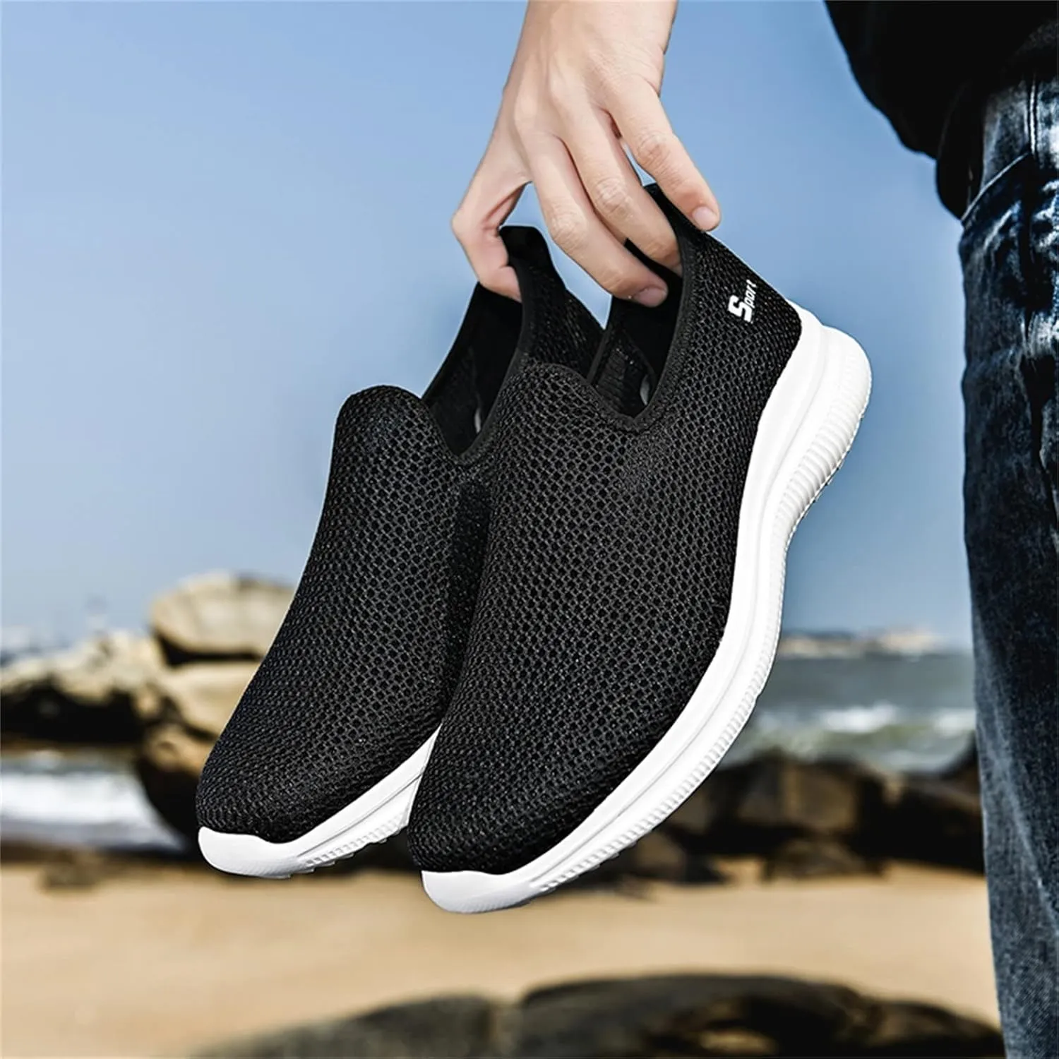 Women's Slip On Sneakers Lightweight Breathable Womens Running Shoes Sports Dressy Casual Shoes High Top Sneakers White Tennis Shoe Loafers Shoe