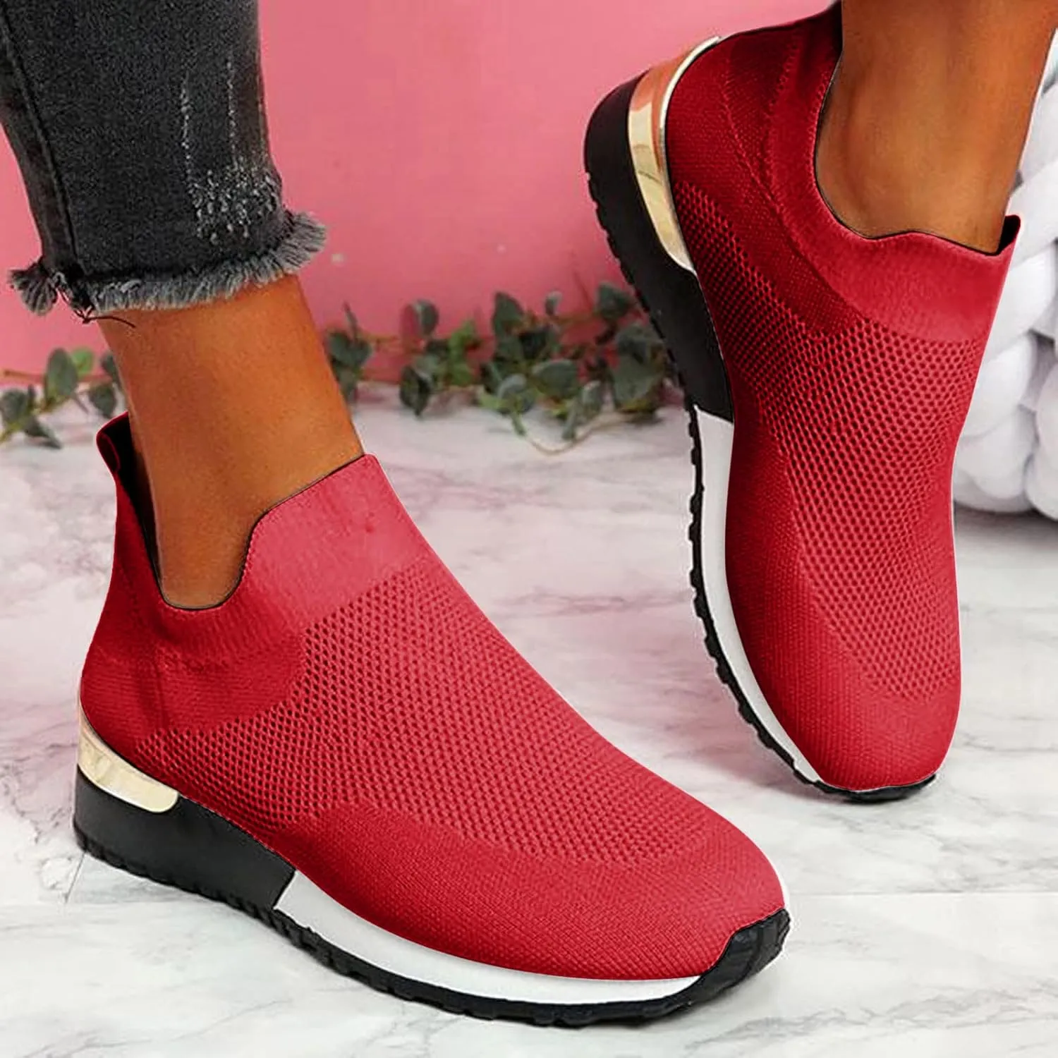Womens Slip On Walking Shoes Lightweight Breathable Non Slip Running Shoes for Men Arch Support Dressy Casual Shoes Chunky Sneakers Steel Toe Tennis Shoe Loafers Shoe