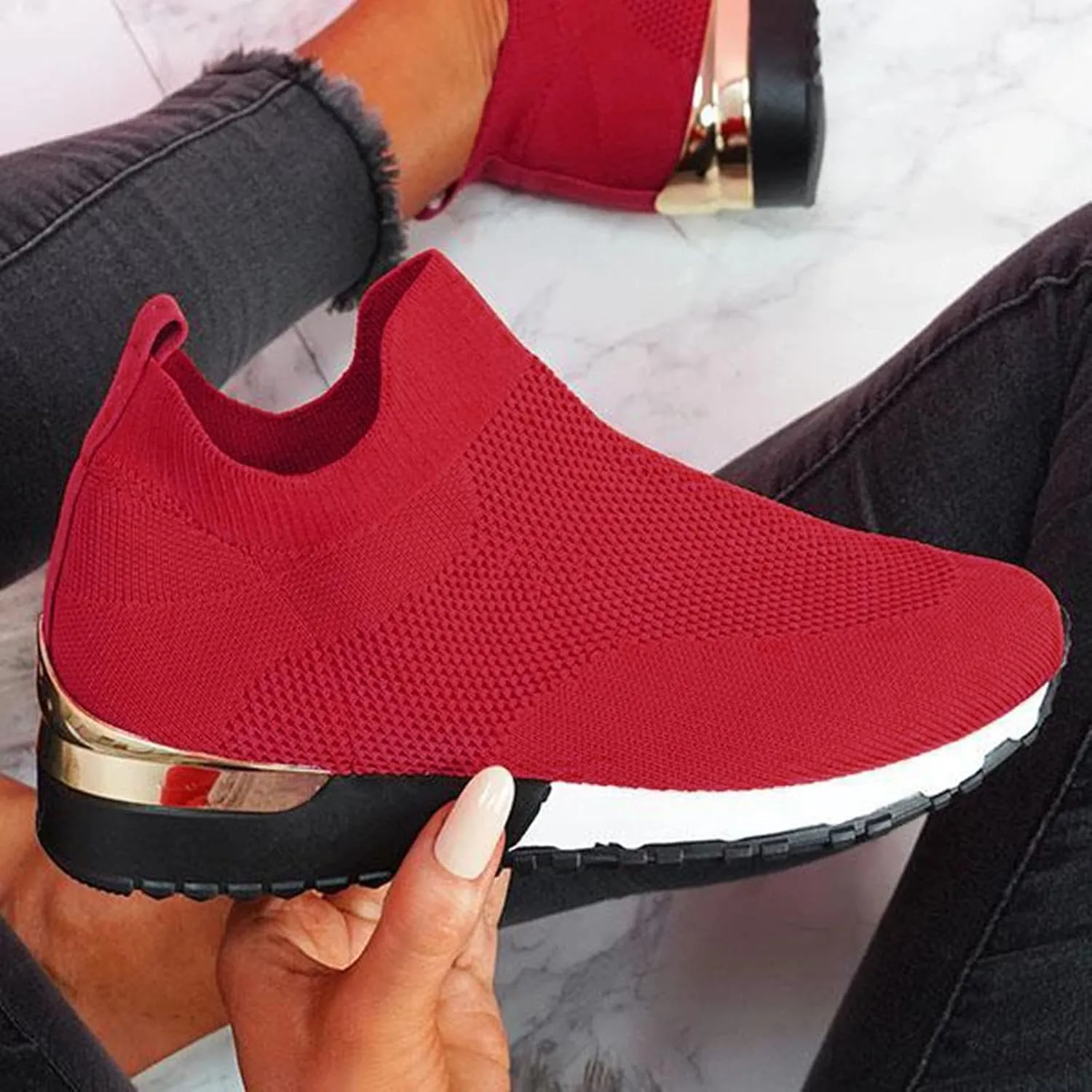 Womens Slip On Walking Shoes Lightweight Breathable Non Slip Running Shoes for Men Arch Support Dressy Casual Shoes Chunky Sneakers Steel Toe Tennis Shoe Loafers Shoe