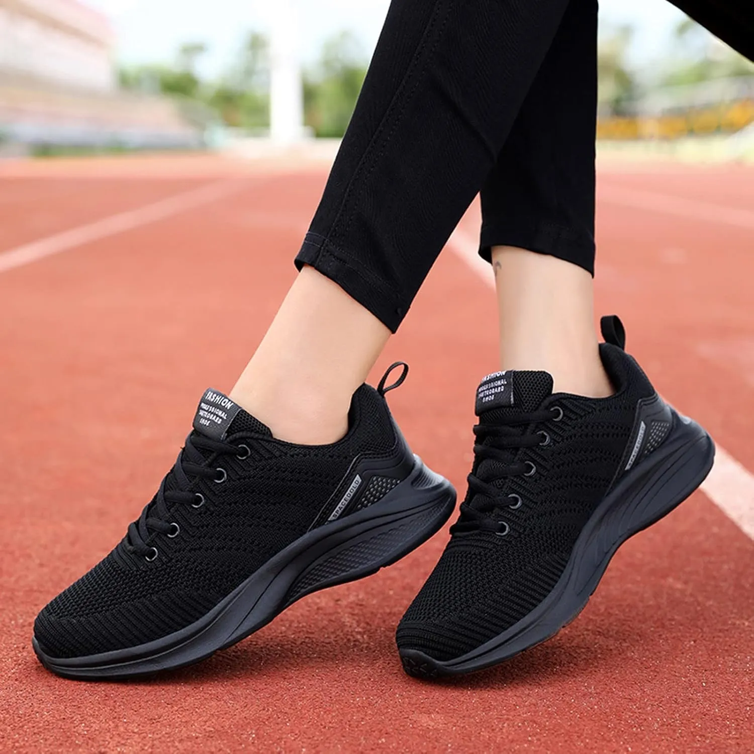 Womens Slip on Walking Shoes Outdoor Breathable Lightweight Running Shoe Non Slip Lace Up Work Tennis Sneakers