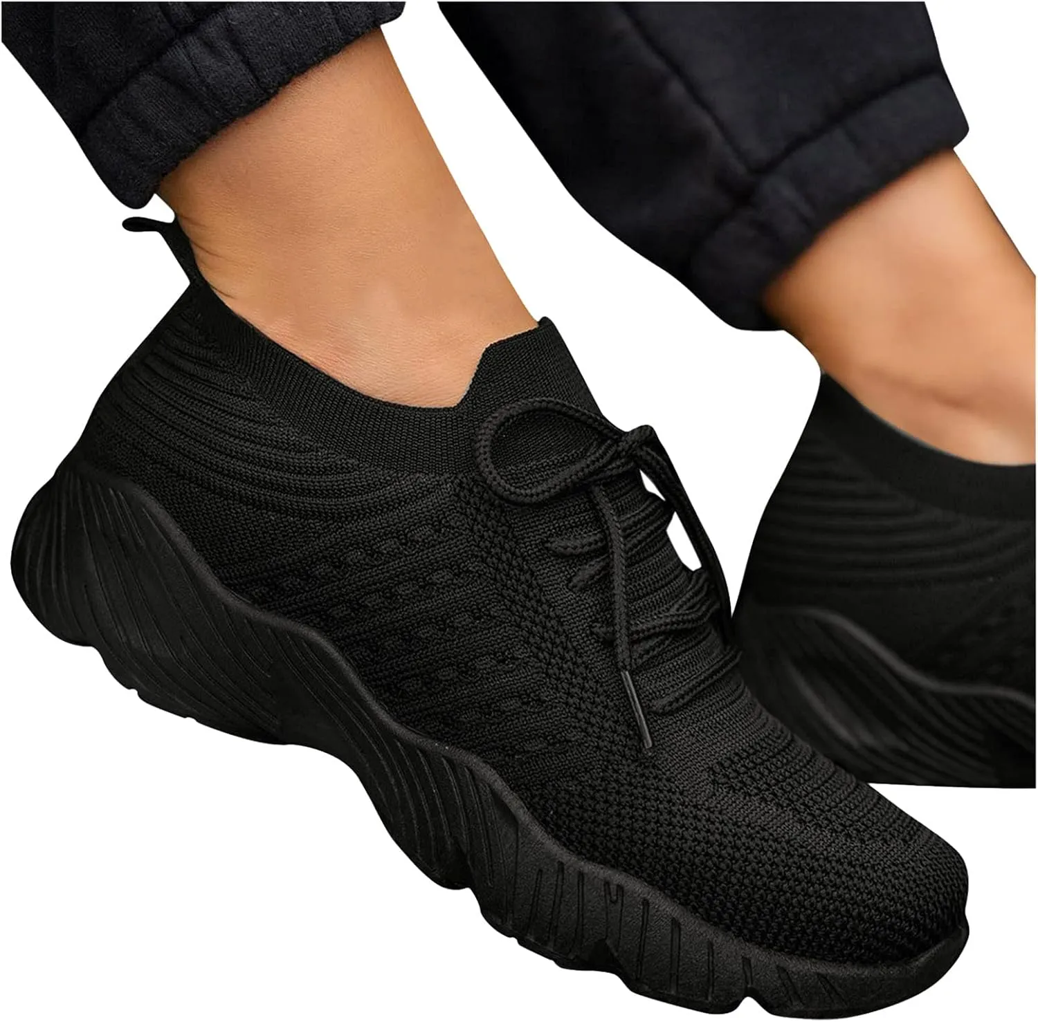 Womens Sneakers Slip On Walking Shoes Breathable Lace-up Running Shoes Lightweight Non Slip Womens Tennis Shoe