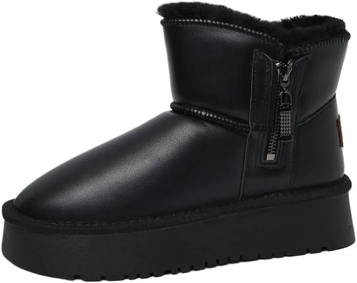 Womens Winter Snow Boots: Women Ankle Booties Warm Fur Lined Waterproof Insulated Slip On Outdoor Shoes