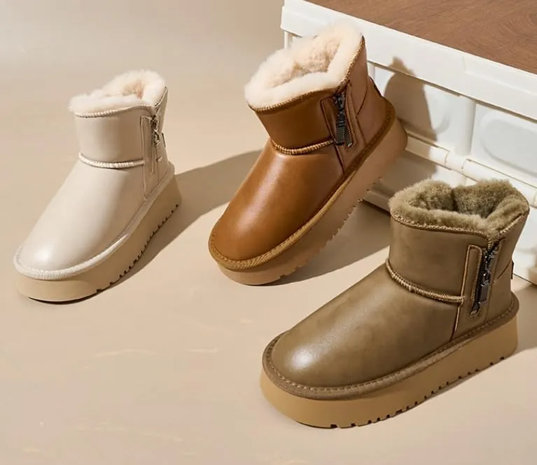 Womens Winter Snow Boots: Women Ankle Booties Warm Fur Lined Waterproof Insulated Slip On Outdoor Shoes