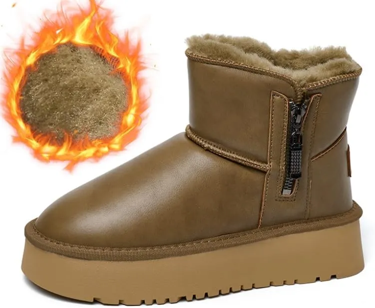 Womens Winter Snow Boots: Women Ankle Booties Warm Fur Lined Waterproof Insulated Slip On Outdoor Shoes