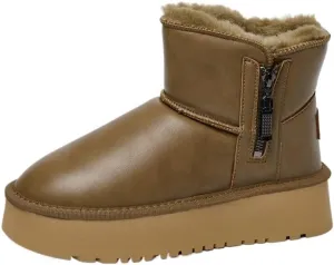 Womens Winter Snow Boots: Women Ankle Booties Warm Fur Lined Waterproof Insulated Slip On Outdoor Shoes