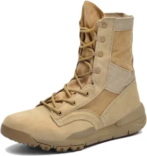 Wygwlg Men's Military Combat Boots Desert Action Combat Boot Lightweight Mountaineering Breathable Lace-up Shoes