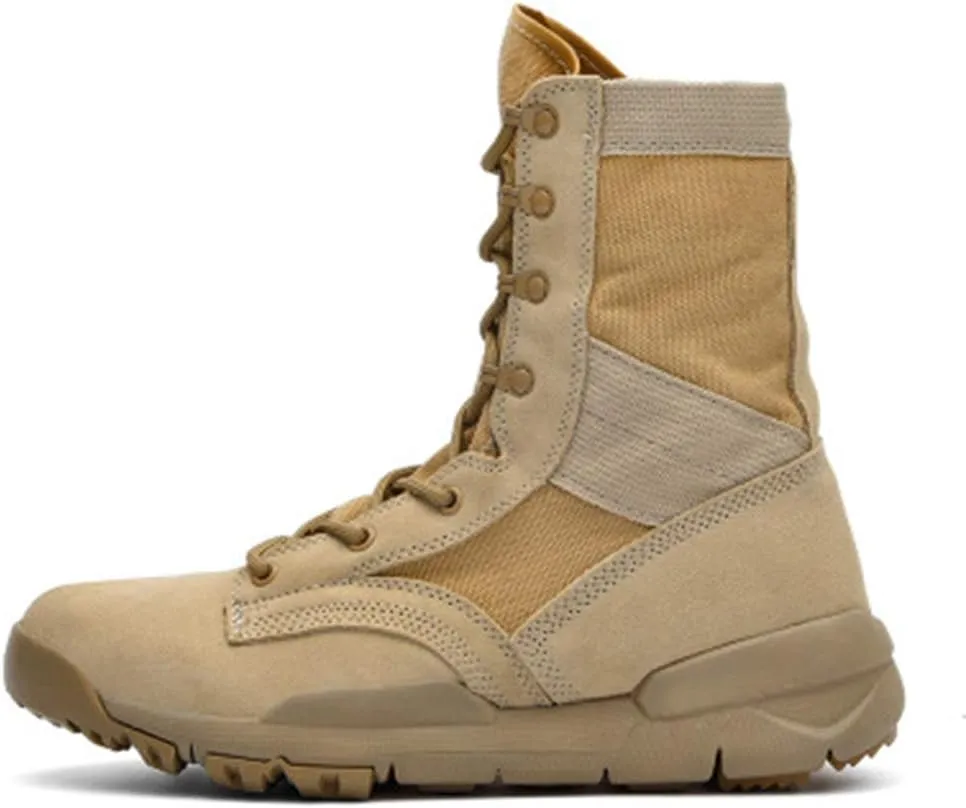 Wygwlg Men's Military Combat Boots Desert Action Combat Boot Lightweight Mountaineering Breathable Lace-up Shoes